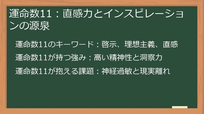 運命数11：直感力とインスピレーションの源泉