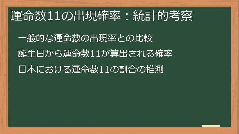運命数11の出現確率：統計的考察