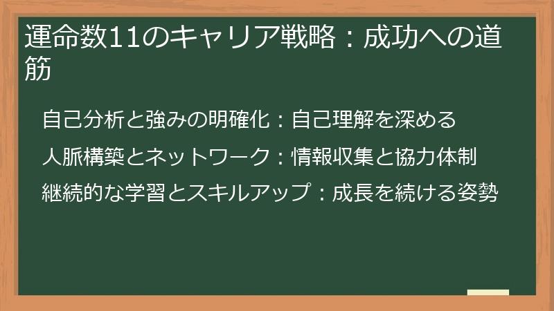 運命数11のキャリア戦略：成功への道筋