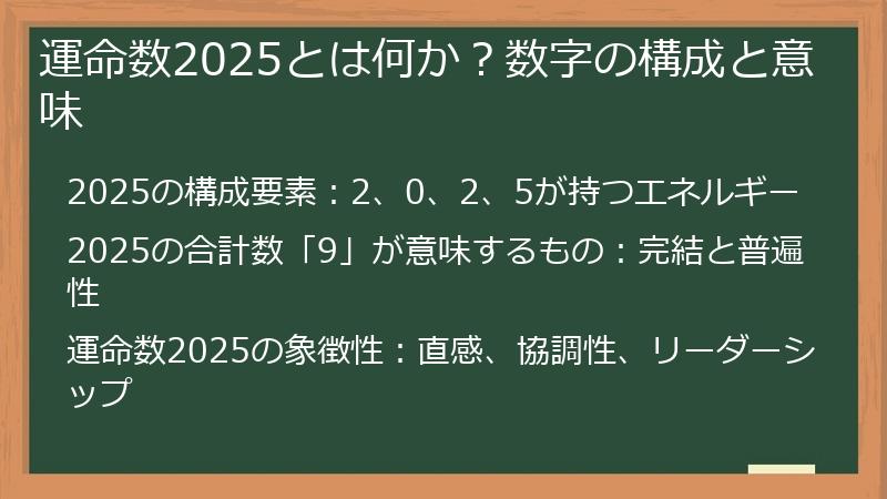 運命数2025とは何か？数字の構成と意味