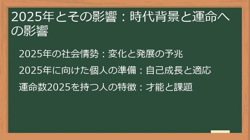 2025年とその影響：時代背景と運命への影響