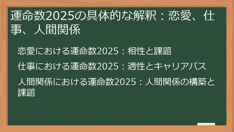 運命数2025の具体的な解釈：恋愛、仕事、人間関係