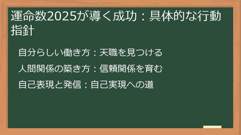 運命数2025が導く成功：具体的な行動指針