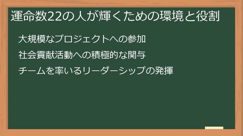運命数22の人が輝くための環境と役割