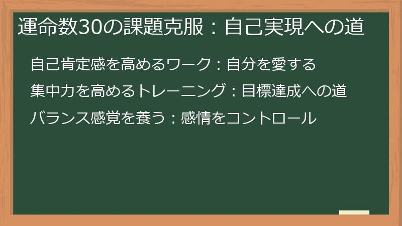 運命数30の課題克服：自己実現への道