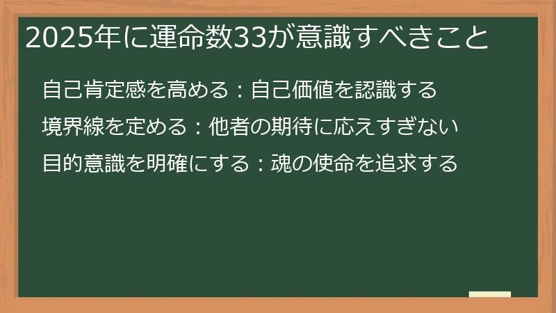 2025年に運命数33が意識すべきこと