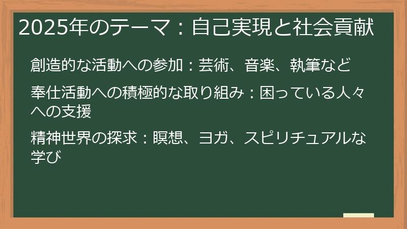 2025年のテーマ：自己実現と社会貢献