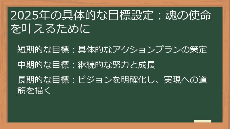 2025年の具体的な目標設定：魂の使命を叶えるために