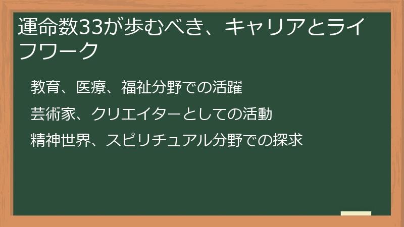 運命数33が歩むべき、キャリアとライフワーク