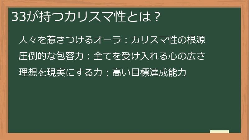 33が持つカリスマ性とは?