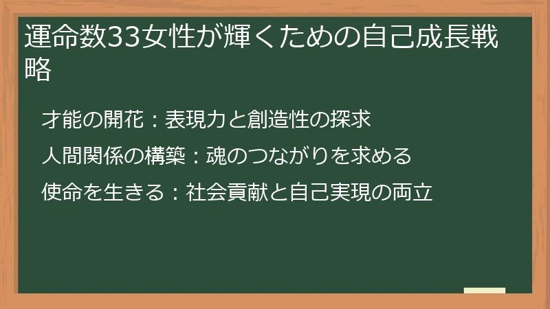 運命数33女性が輝くための自己成長戦略