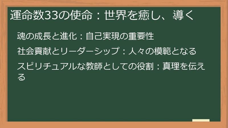 運命数33の使命：世界を癒し、導く