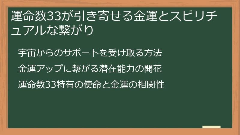 運命数33が引き寄せる金運とスピリチュアルな繋がり