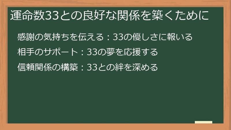 運命数33との良好な関係を築くために