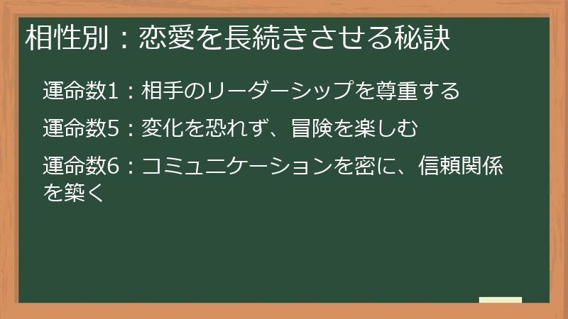 相性別:恋愛を長続きさせる秘訣