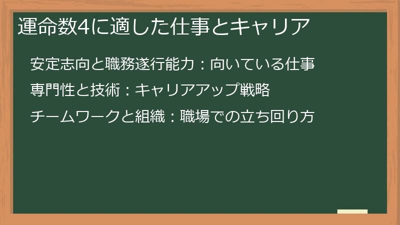 運命数4に適した仕事とキャリア