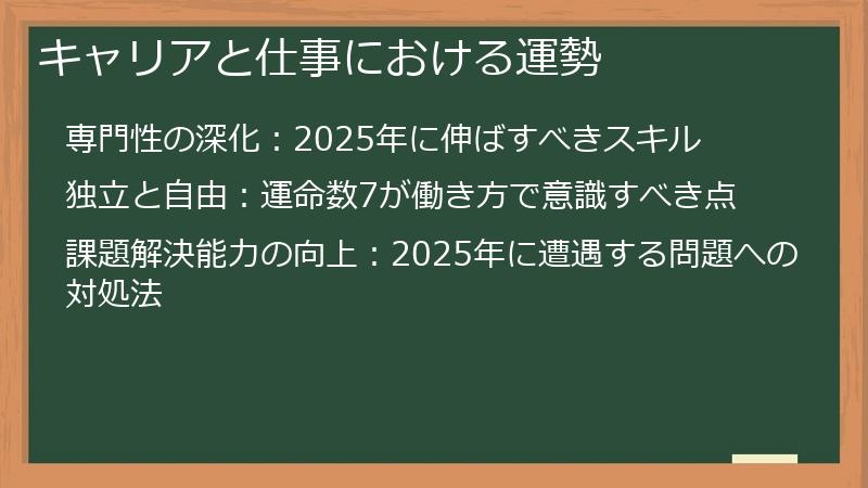キャリアと仕事における運勢