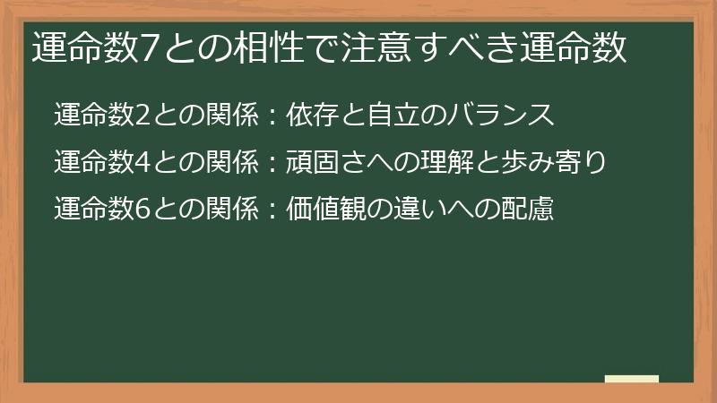 運命数7との相性で注意すべき運命数