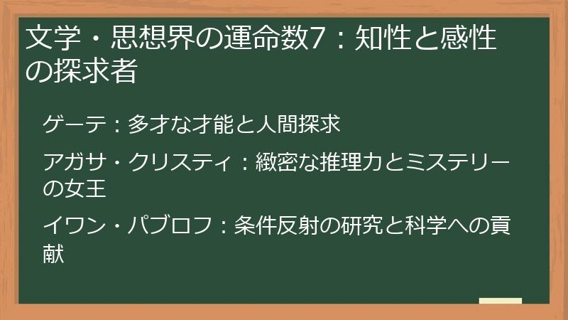 文学・思想界の運命数7：知性と感性の探求者