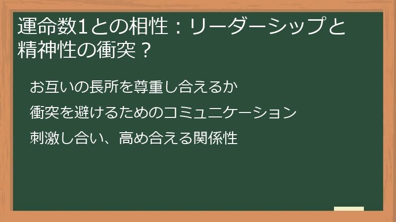 運命数1との相性：リーダーシップと精神性の衝突？