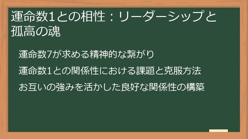 運命数1との相性：リーダーシップと孤高の魂