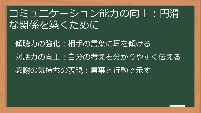 コミュニケーション能力の向上：円滑な関係を築くために