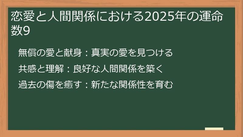 恋愛と人間関係における2025年の運命数9