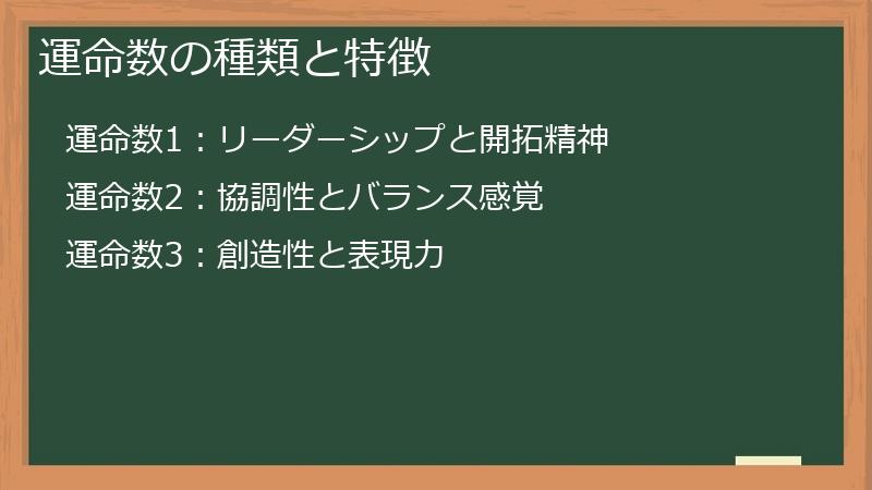 運命数の種類と特徴