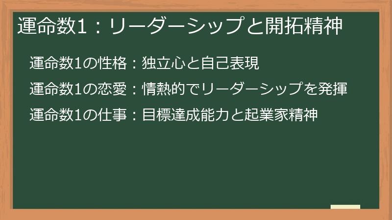 運命数1：リーダーシップと開拓精神