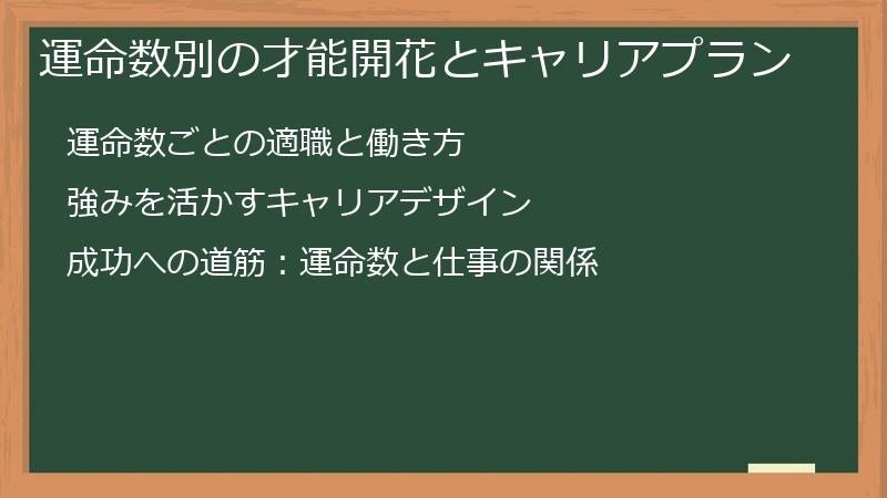 運命数別の才能開花とキャリアプラン
