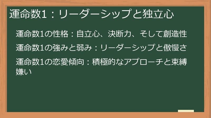 運命数1：リーダーシップと独立心