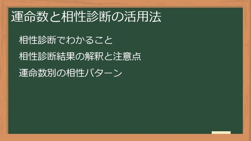 運命数と相性診断の活用法
