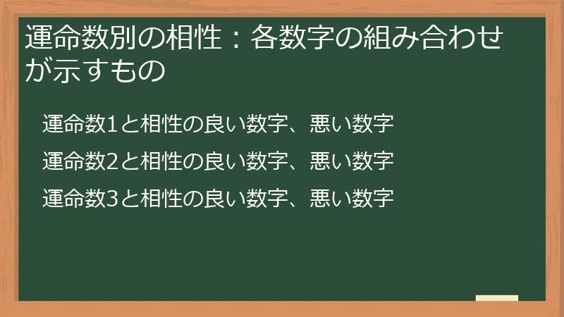 運命数別の相性：各数字の組み合わせが示すもの