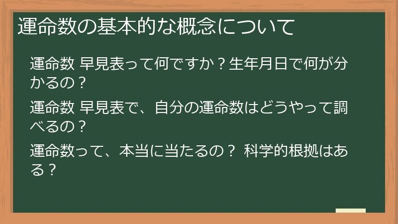 運命数の基本的な概念について
