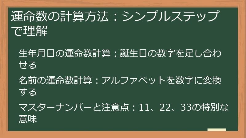運命数の計算方法：シンプルステップで理解