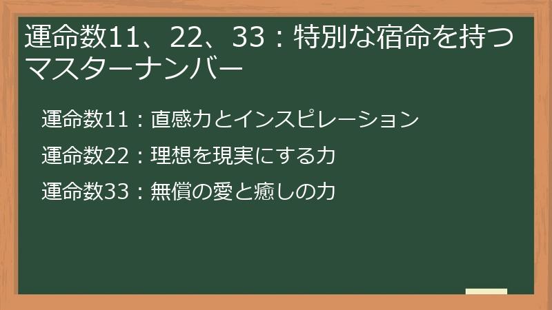 運命数11、22、33：特別な宿命を持つマスターナンバー