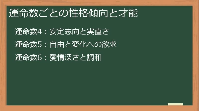 運命数ごとの性格傾向と才能