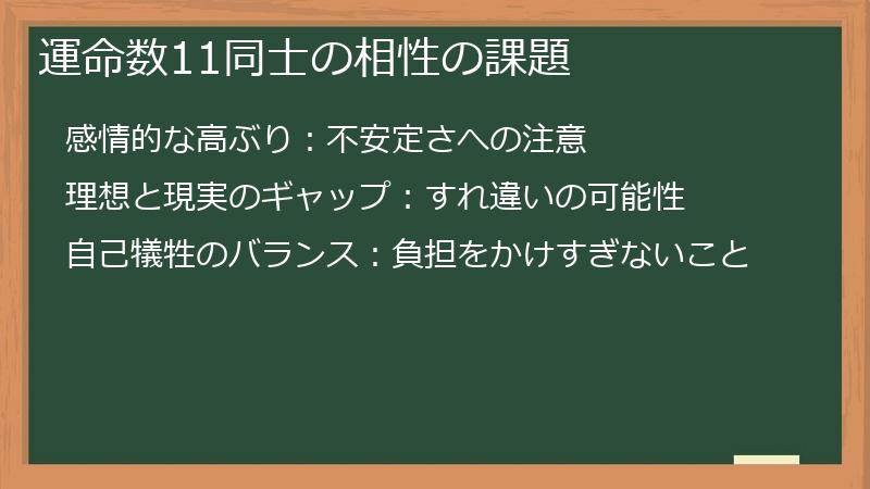 運命数11同士の相性の課題