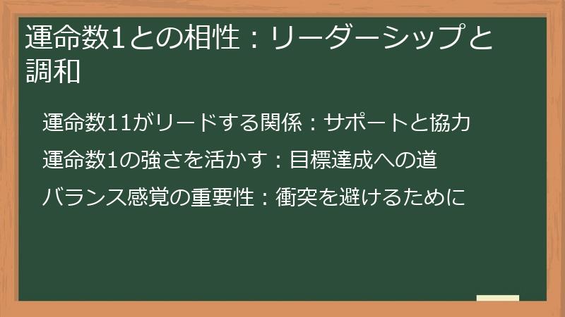 運命数1との相性：リーダーシップと調和