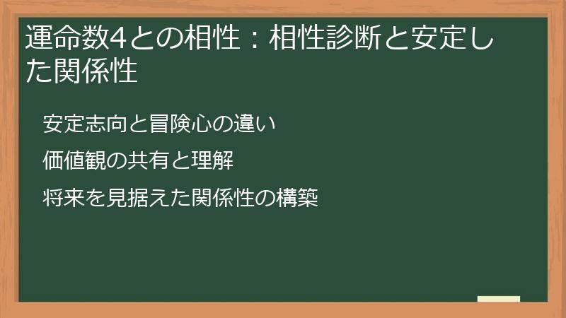 運命数4との相性：相性診断と安定した関係性