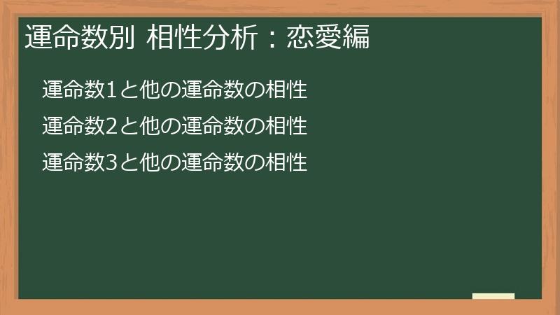 運命数別 相性分析：恋愛編