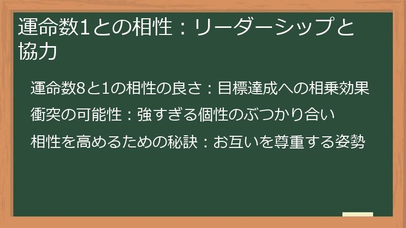 運命数1との相性：リーダーシップと協力
