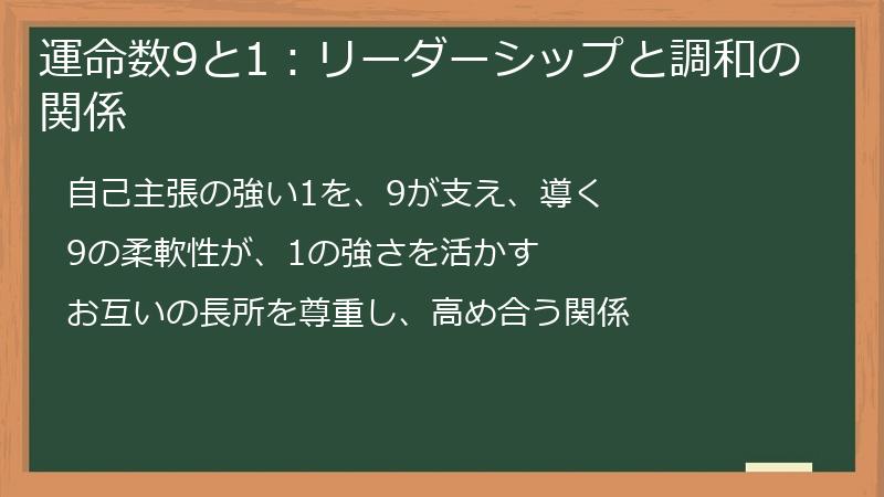 運命数9と1：リーダーシップと調和の関係