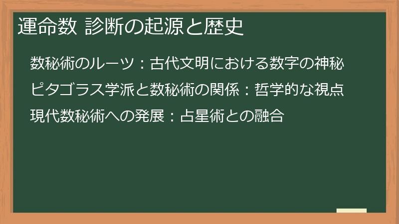 運命数 診断の起源と歴史