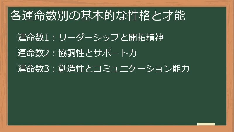 各運命数別の基本的な性格と才能