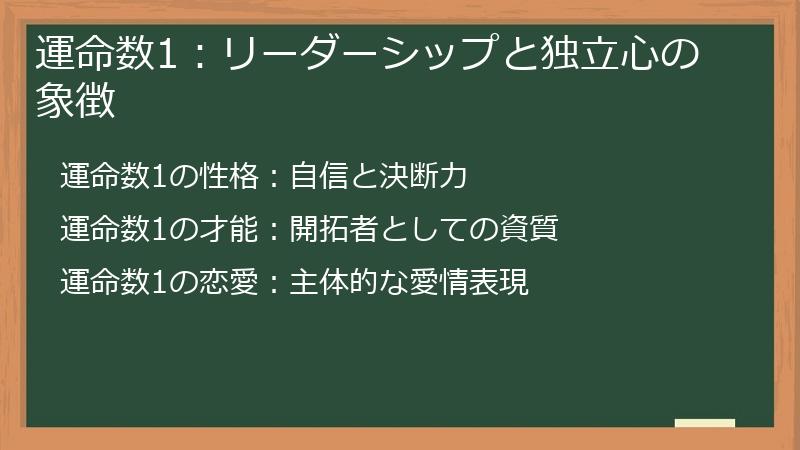 運命数1：リーダーシップと独立心の象徴