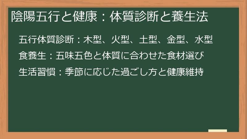陰陽五行と健康：体質診断と養生法