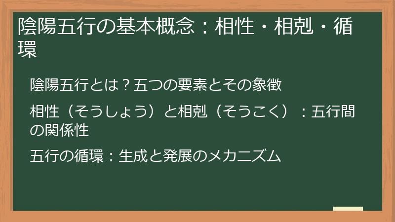 陰陽五行の基本概念：相性・相剋・循環