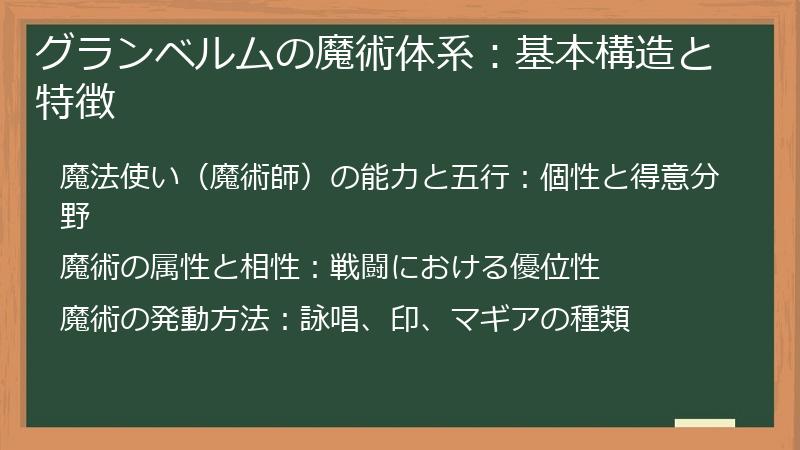グランベルムの魔術体系：基本構造と特徴