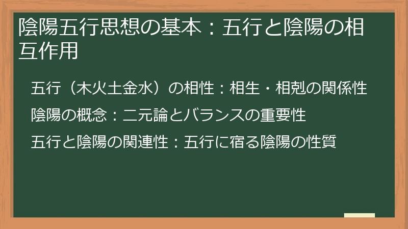 陰陽五行思想の基本:五行と陰陽の相互作用